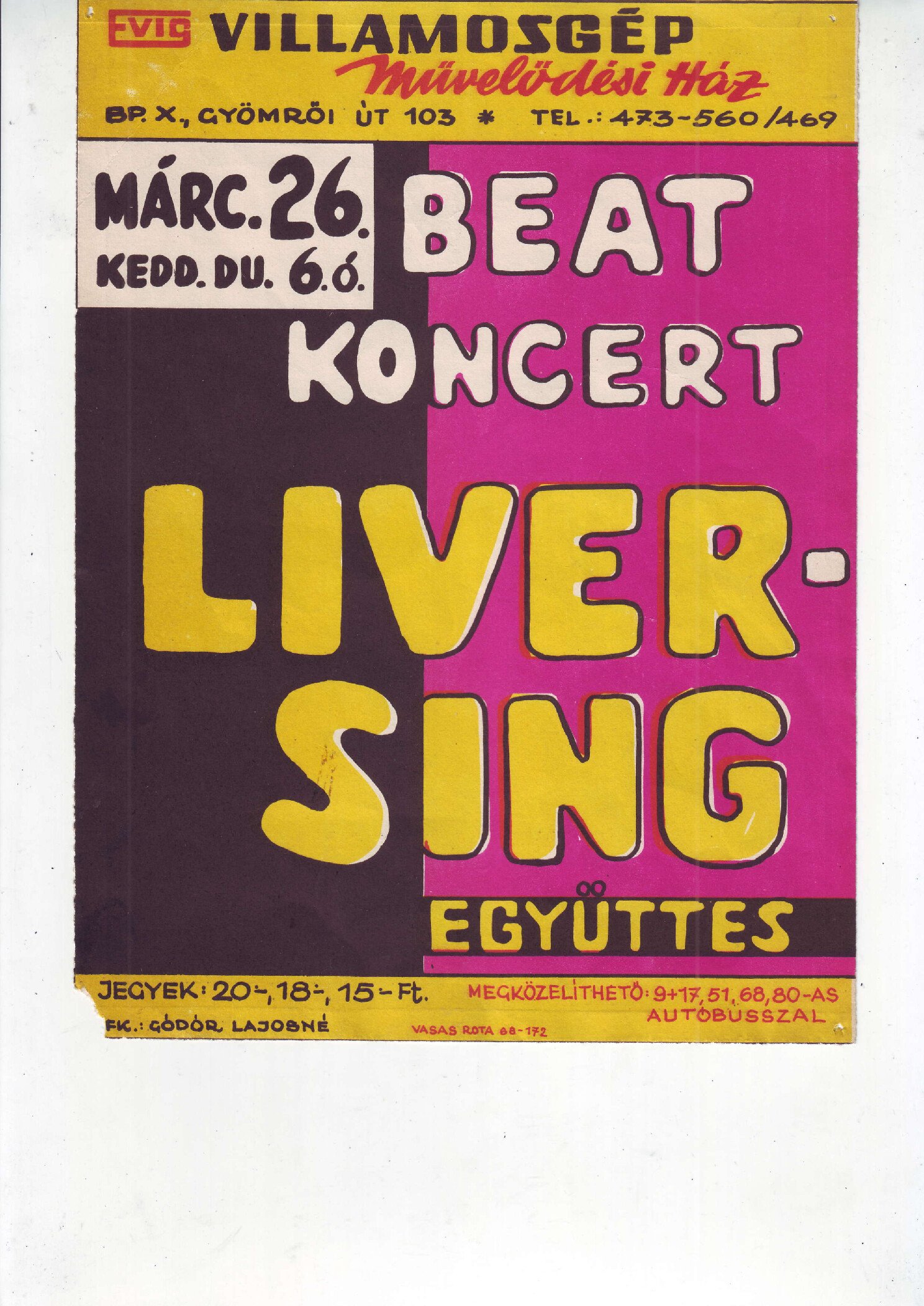 1960. A kedvenc zenekarom a Liversing borító