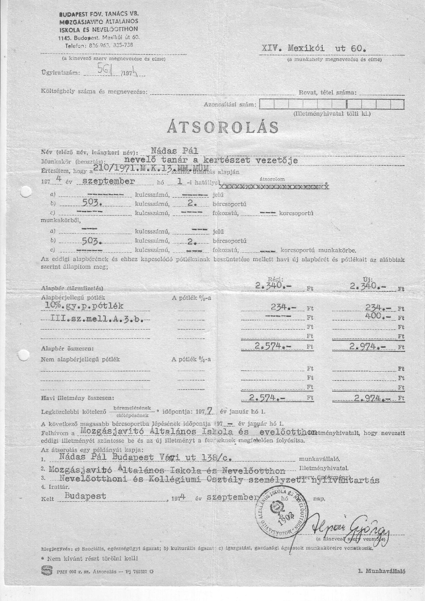 1974. 09. 01 Kerteszet Mozgasjavito vezetoi atsorolas borító