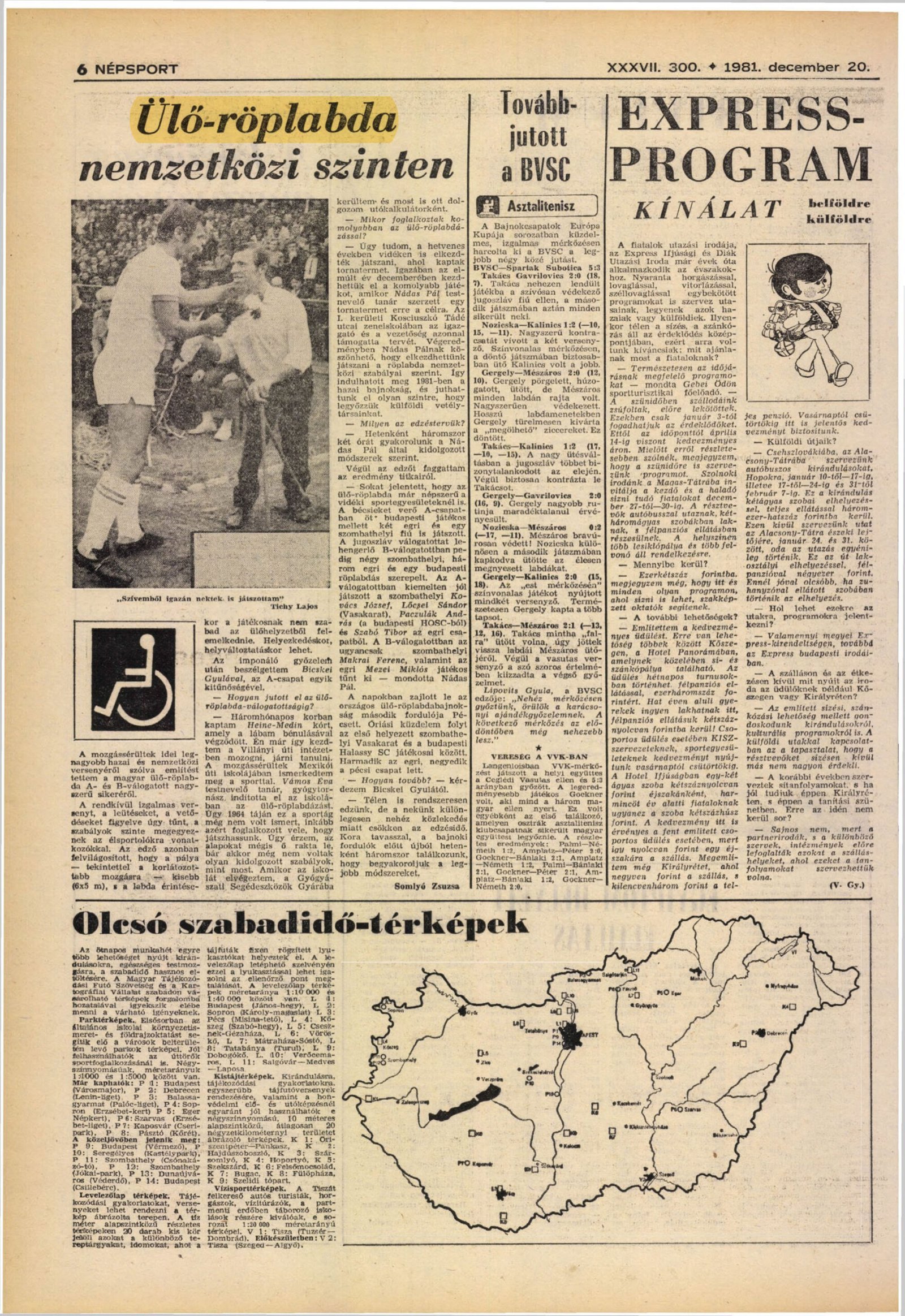 1981. 12. 20. Uloroplabda nemzetkozi .NemzetiSport Somlyo Zsuzsa 174 174 borító