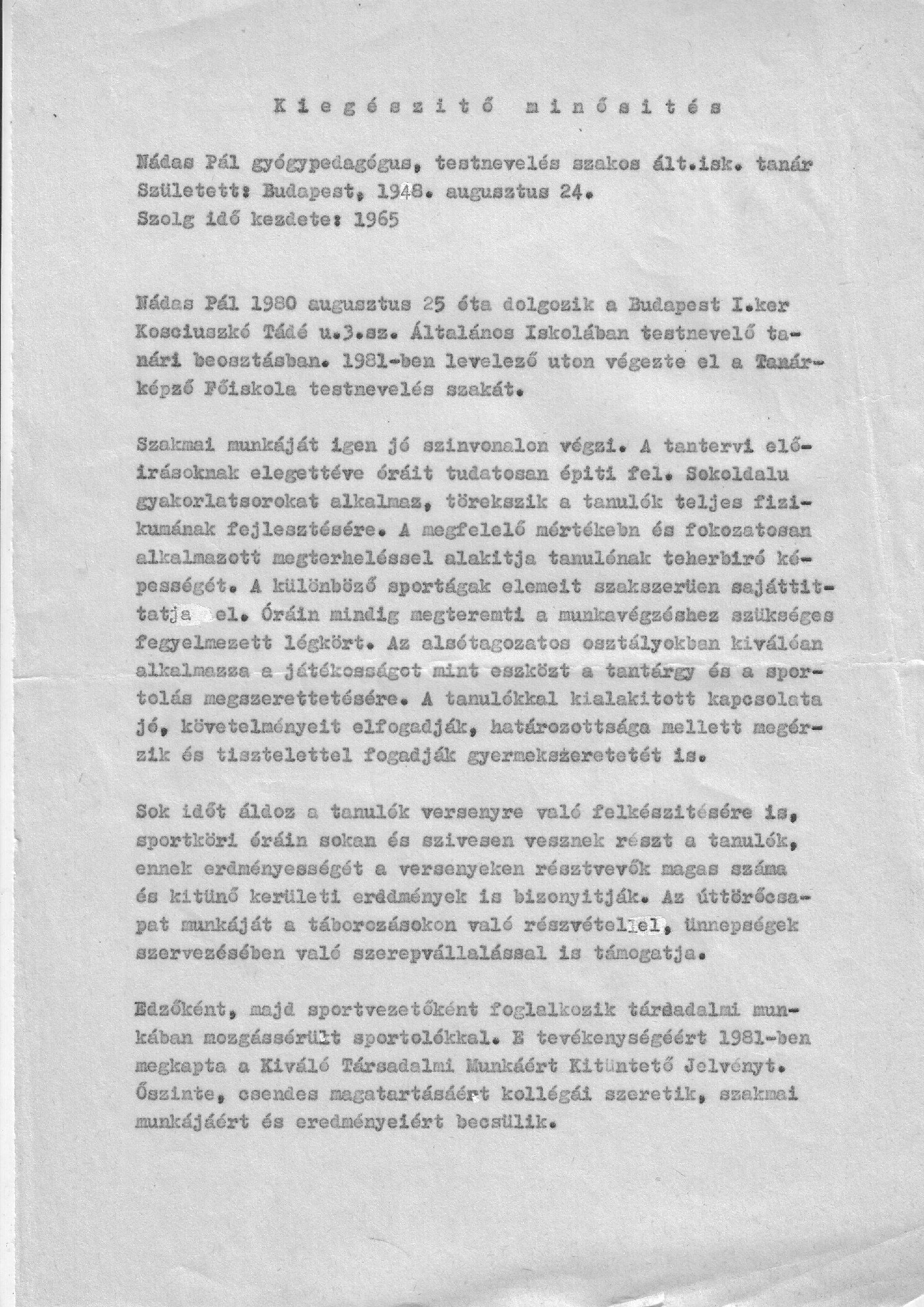1984. Tanari minosites. Irta Torok Geza igazgato borító