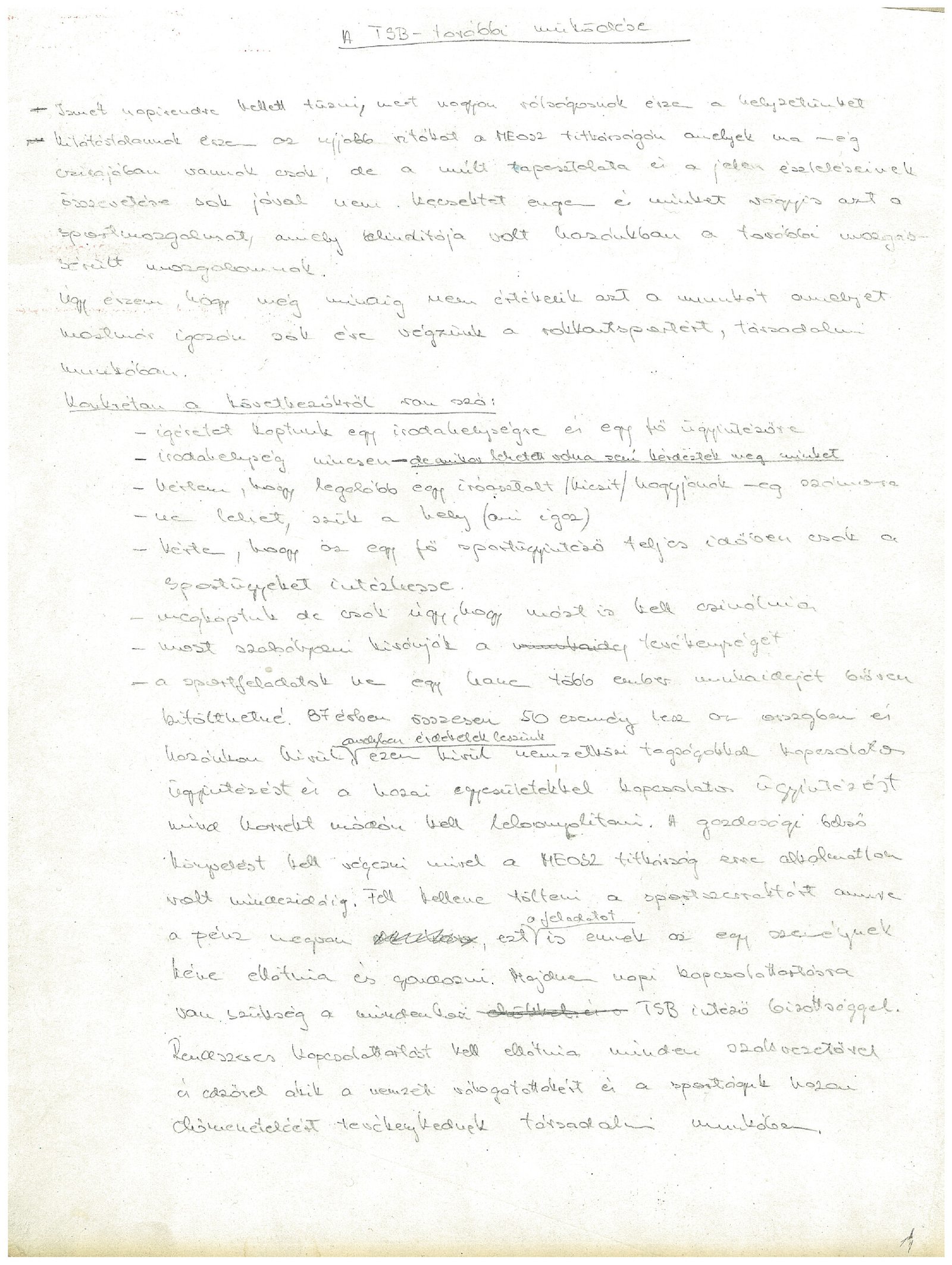 1986 11 15 Elnoki gondolatok a MEOSZ egyuttmukodeserol. Elonyok es hatranyok. Testnevelesi es Sport Bizottsag TSB tovabbi mukodese borító