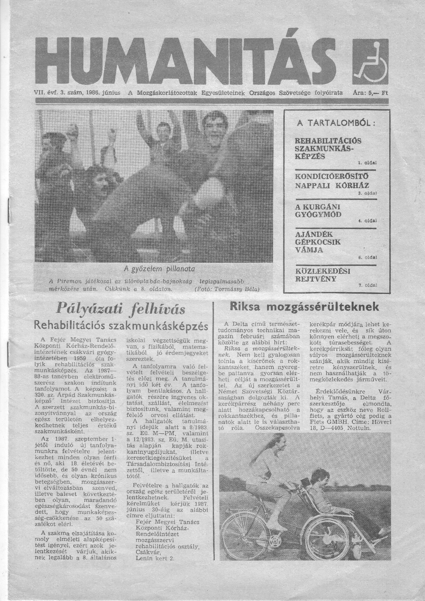 1986.06.3 Hatodszor bajnok a HOSC. Humanitas borító