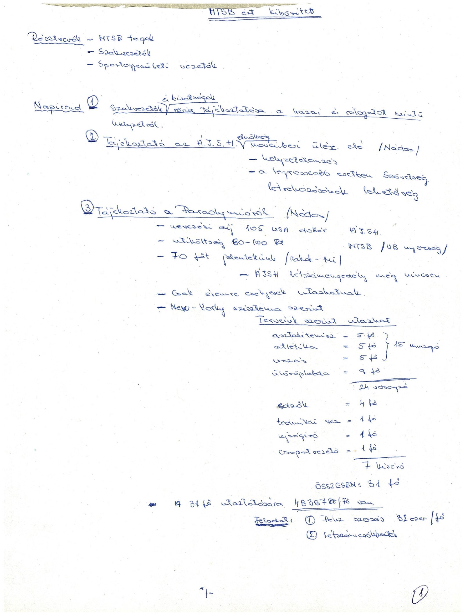 1988 02 03 MTSB kibovitett vezetosegi megbeszeles.Elnoki vazlat az ules levezetesehez borító