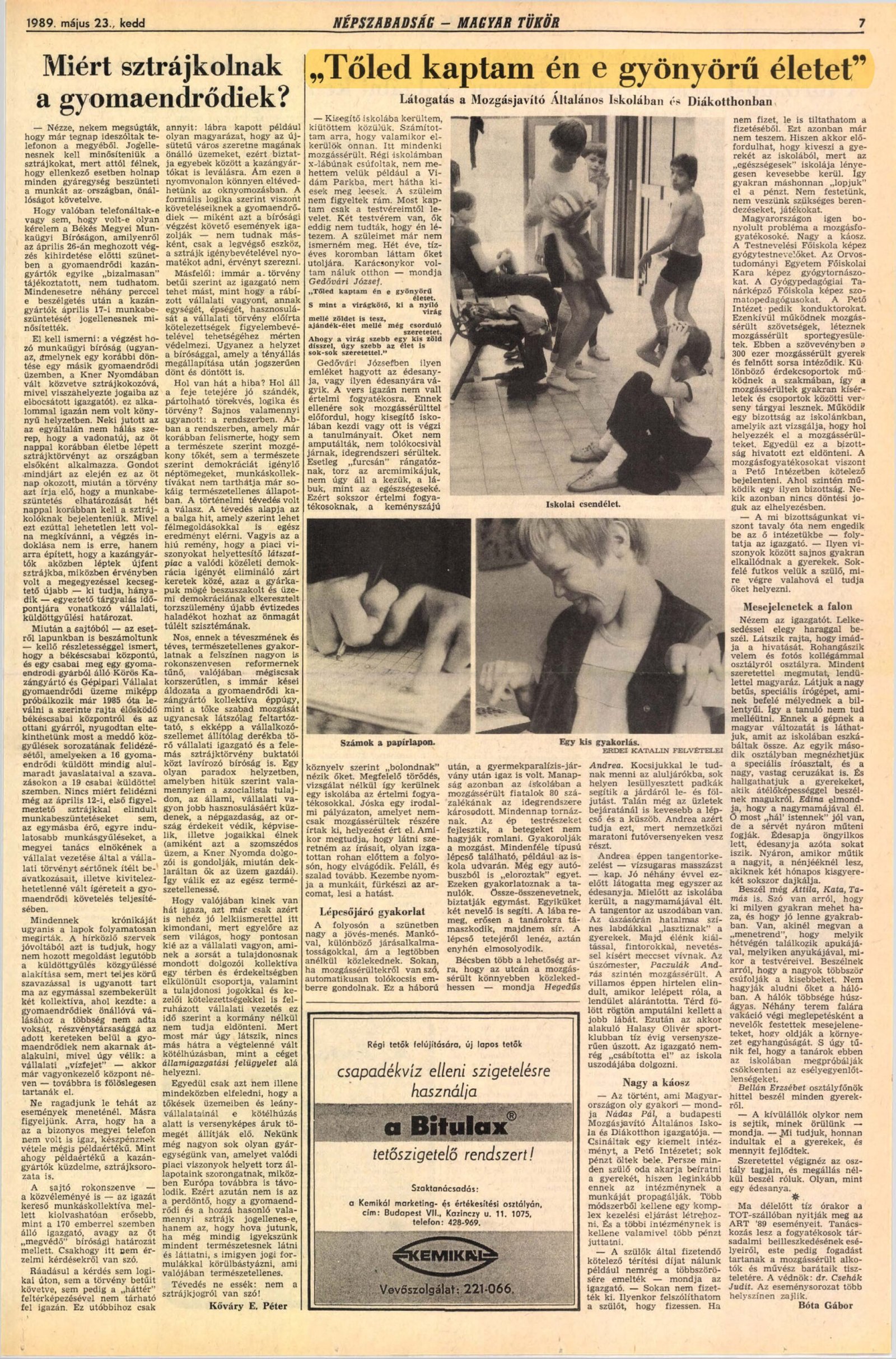 1989. 05. 23. „Toled kaptam en e gyonyoru eletet Nepszabadsag Bota Gabor borító