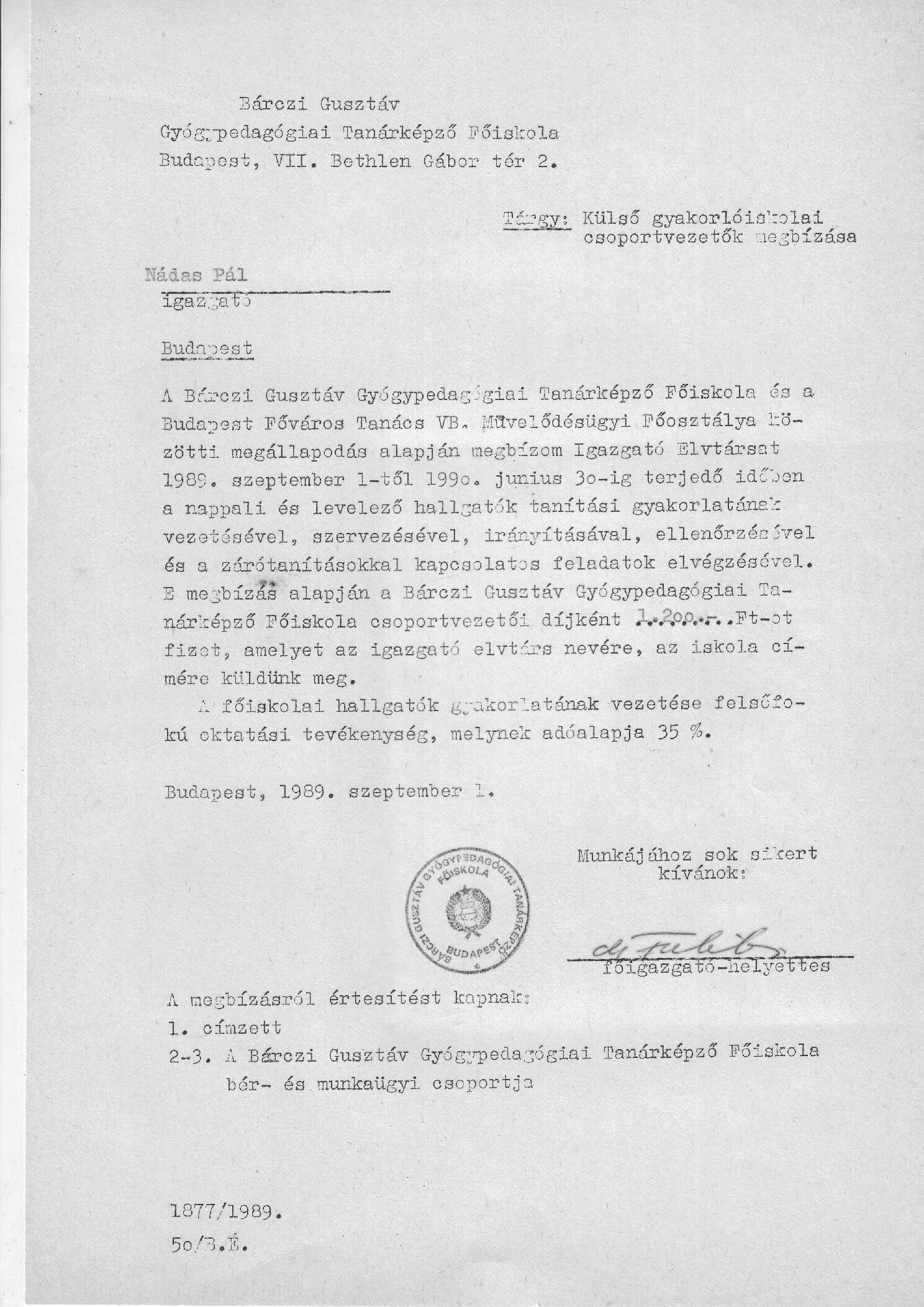 1989. 09. 01. Gyakorloiskolai csoportvezetok megbizasa borító