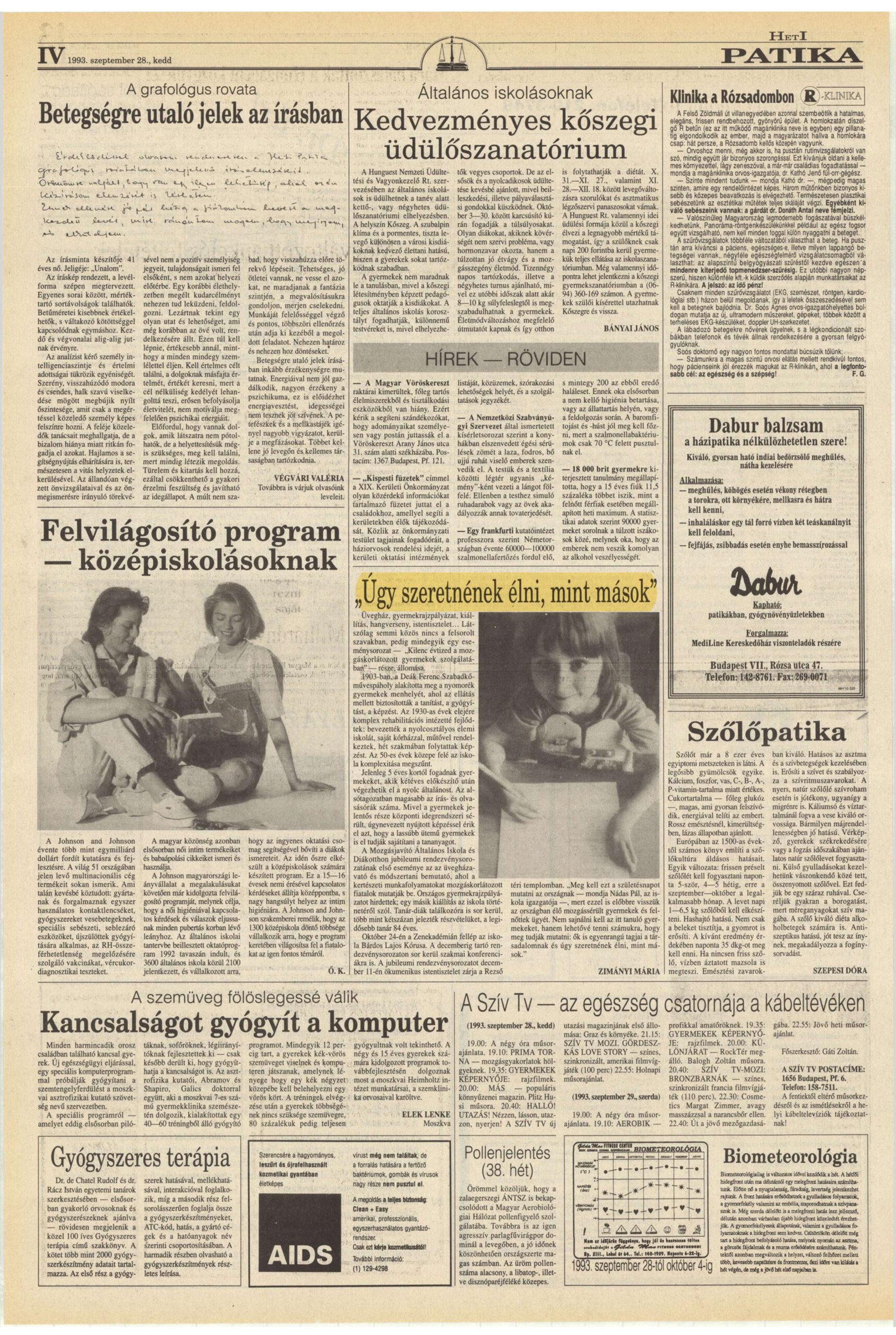 1993. 09. 28. Ugy szeretnenek elni mint masok. MagyarHirlap borító