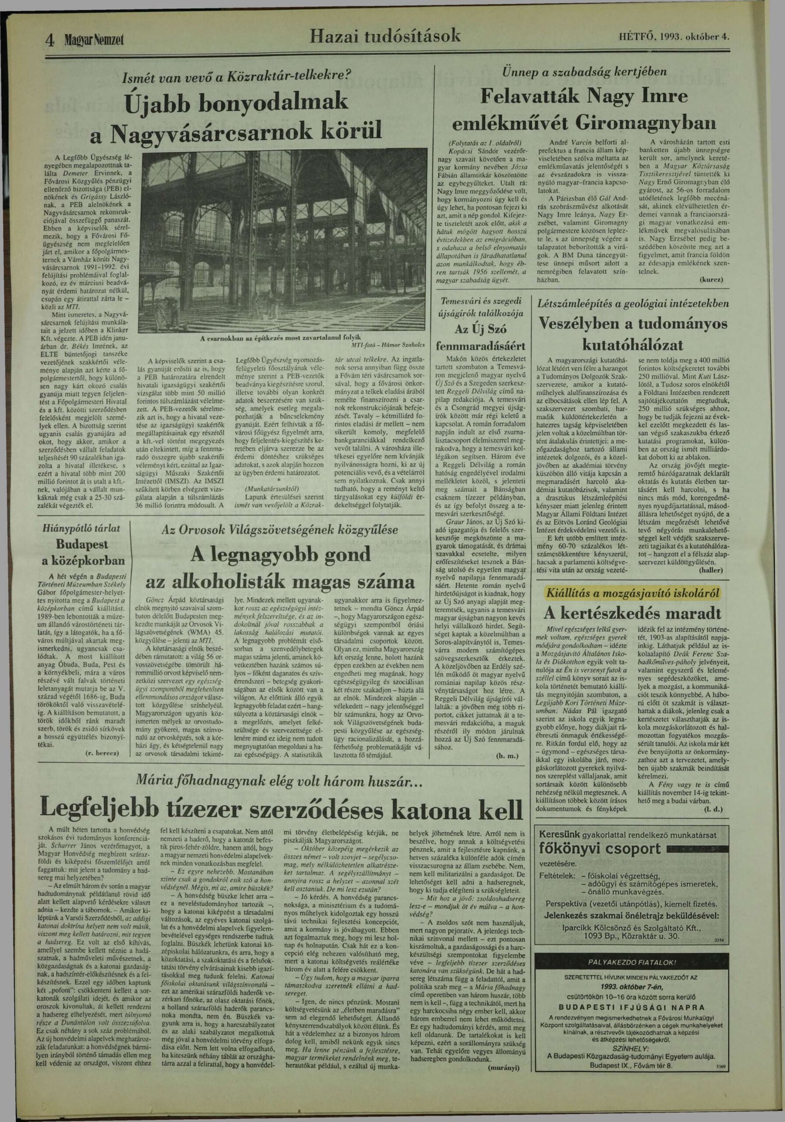 1993. 10. 04. Kiallitas a mozgasjavito iskolarol. MagyarNemzet borító
