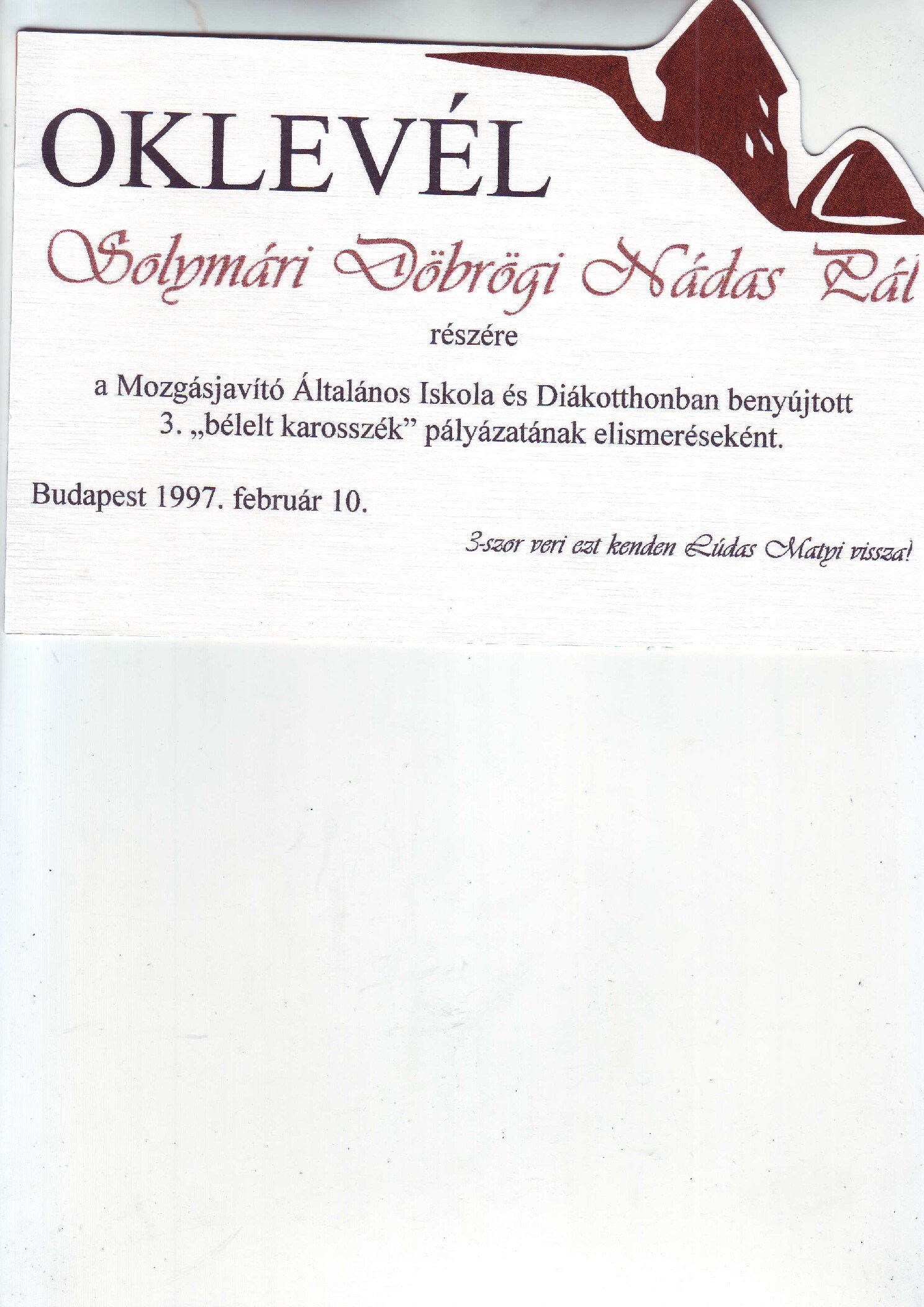 1997. Solymari Dobroginek Ludas Matyitol borító
