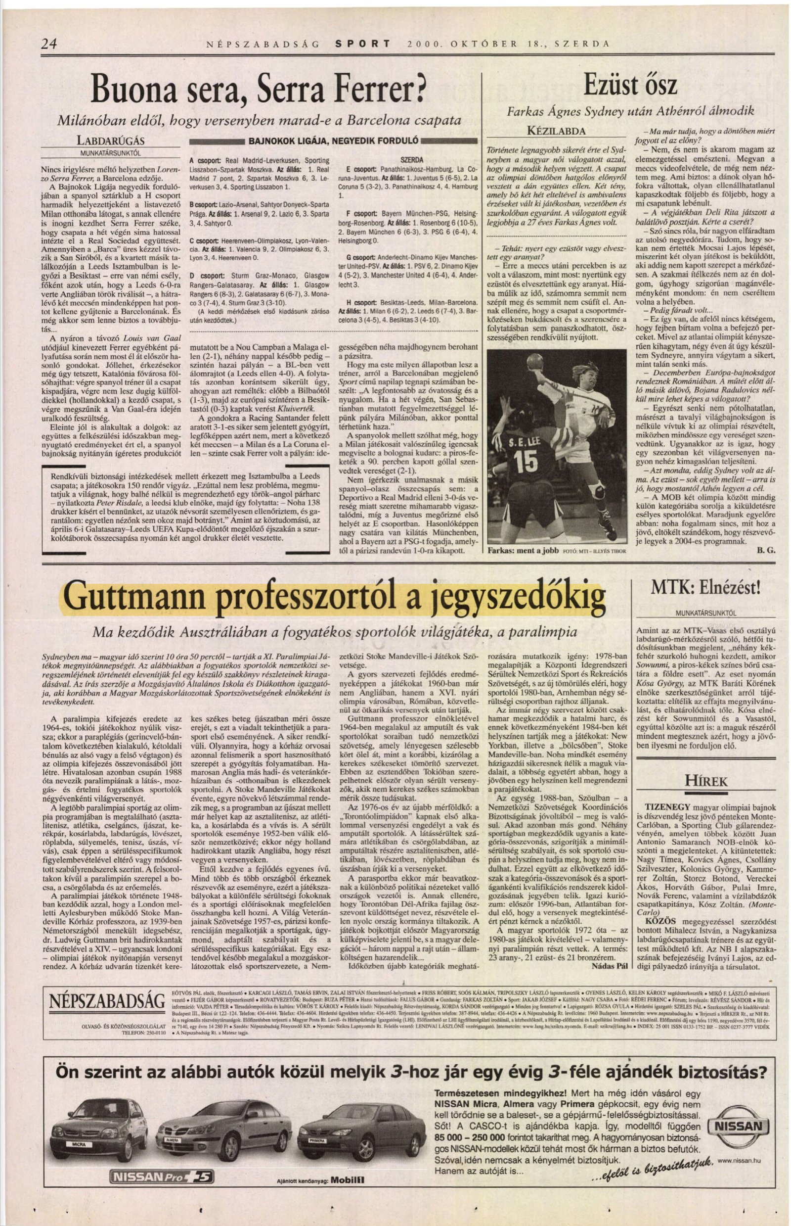 2000 Guttmann professzortol a jegyszedokig. Nepszabadsag borító