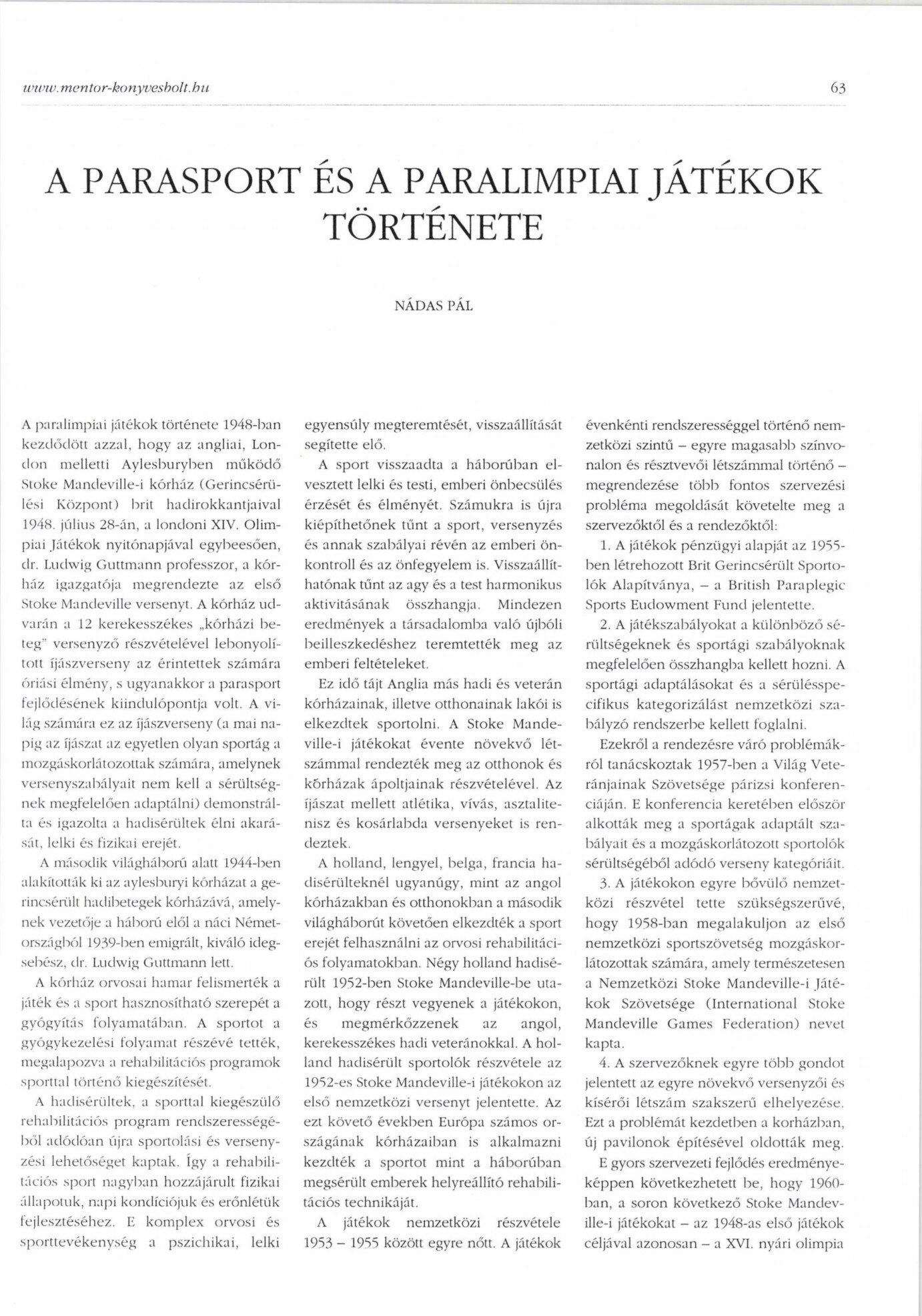 2002 A parasport es a paralimpiai jatekok. Fejleszto Pedagogia borító