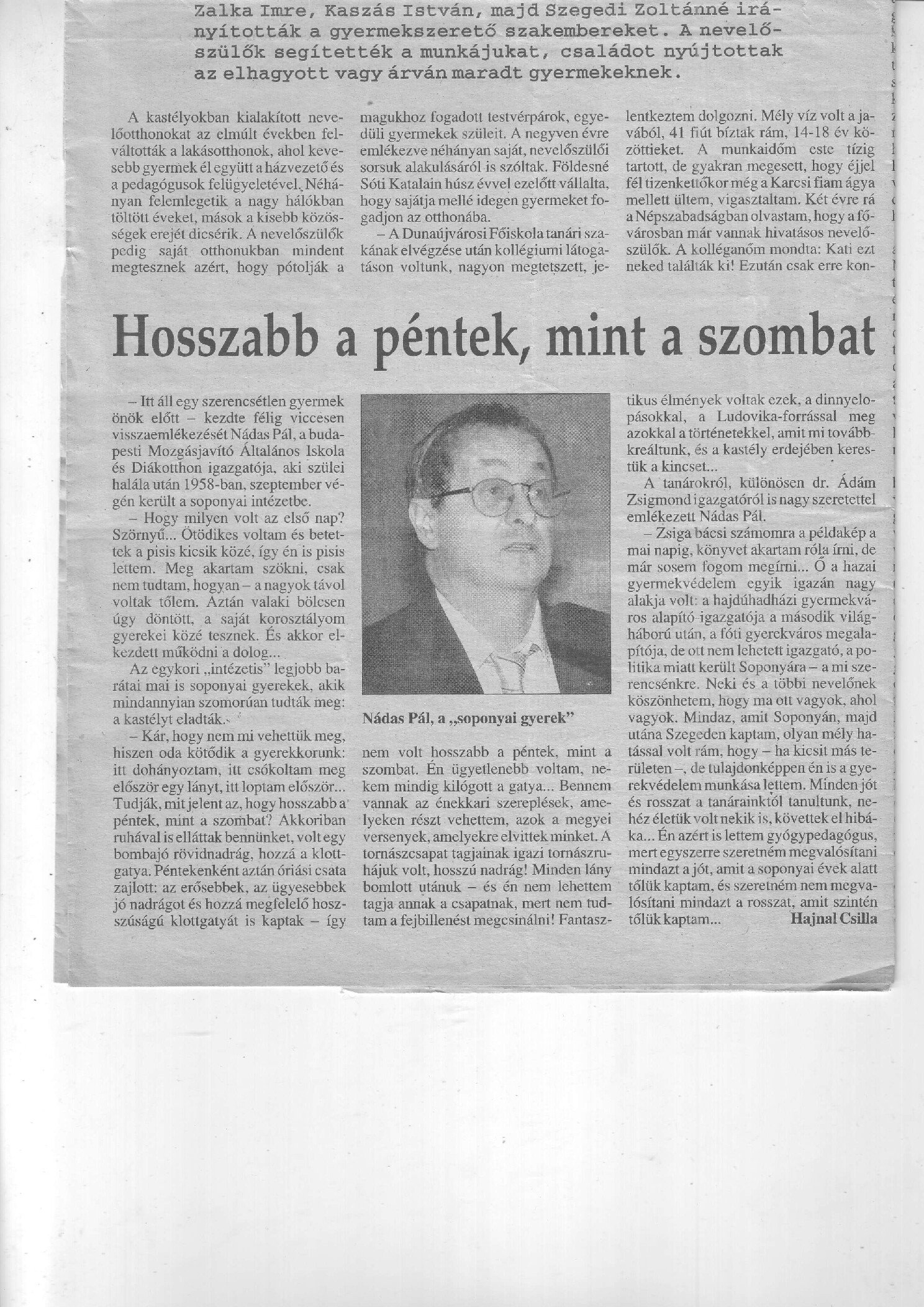 2003. 12. 06 Hosszabb a pentk mint a szombat. Hajnal Csilla Fejer Megyei Hirlap borító