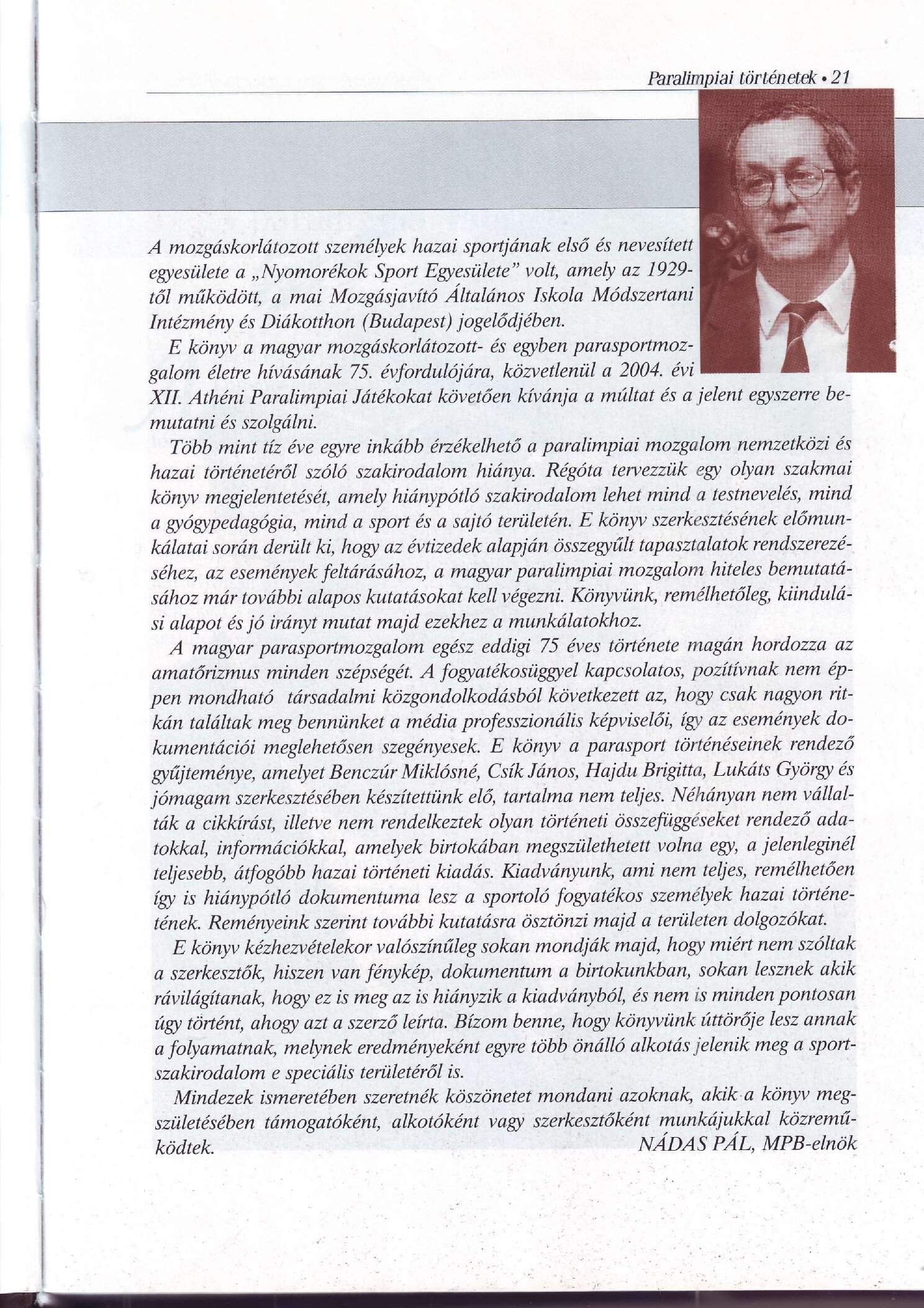 2005 Elnoki koszonto. Paralimpiai tortenekek borító