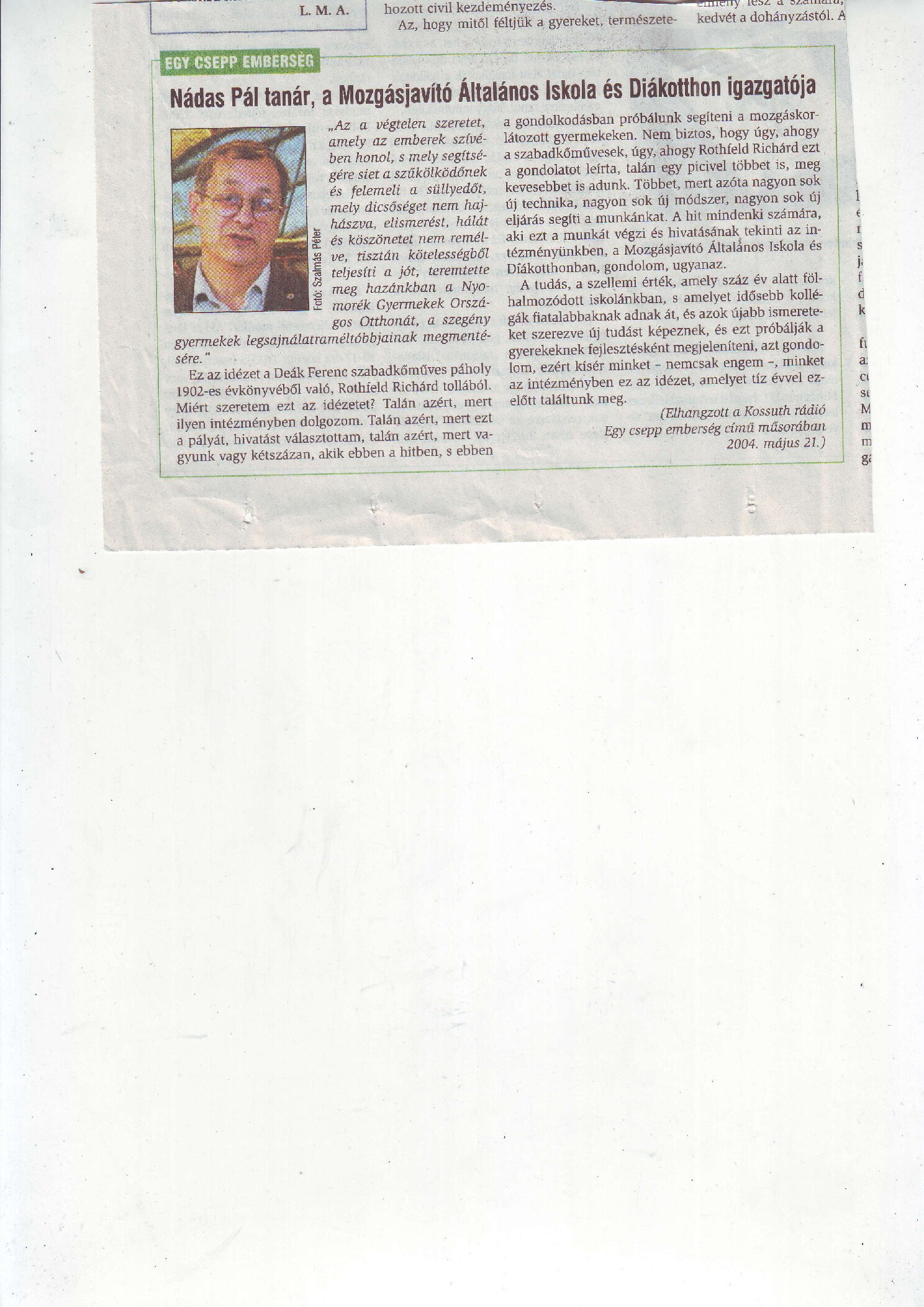2006. 02. 01. Egy csepp emberseg. HelyiTema Magyarorszag borító