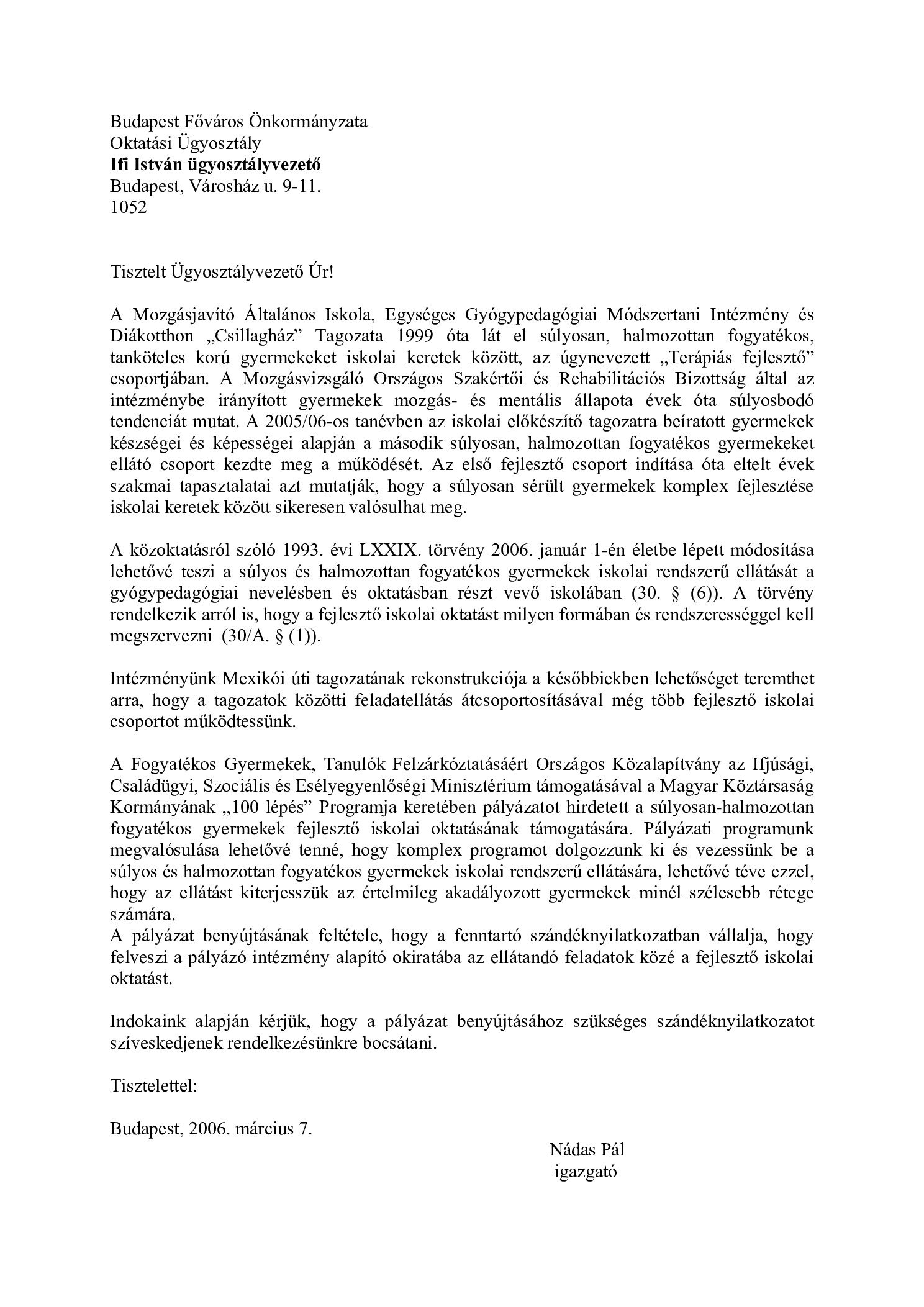 2006.08. 19. Budapest Ifi Istvan ugyosztalyvezeto reszere. 100 lepes program borító