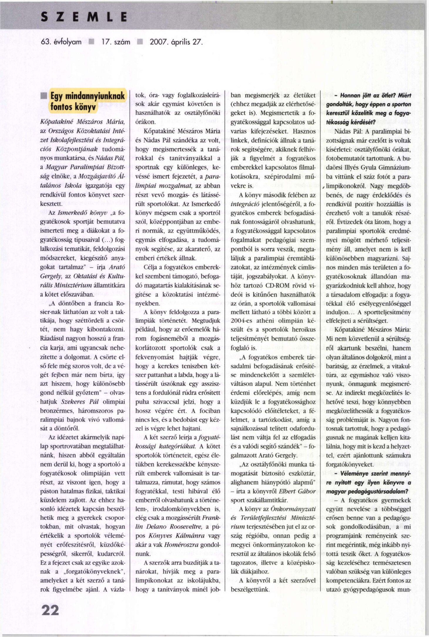 2007. 04. 27 Egy mindannyiunknak fontos konyv. Kozneveles borító