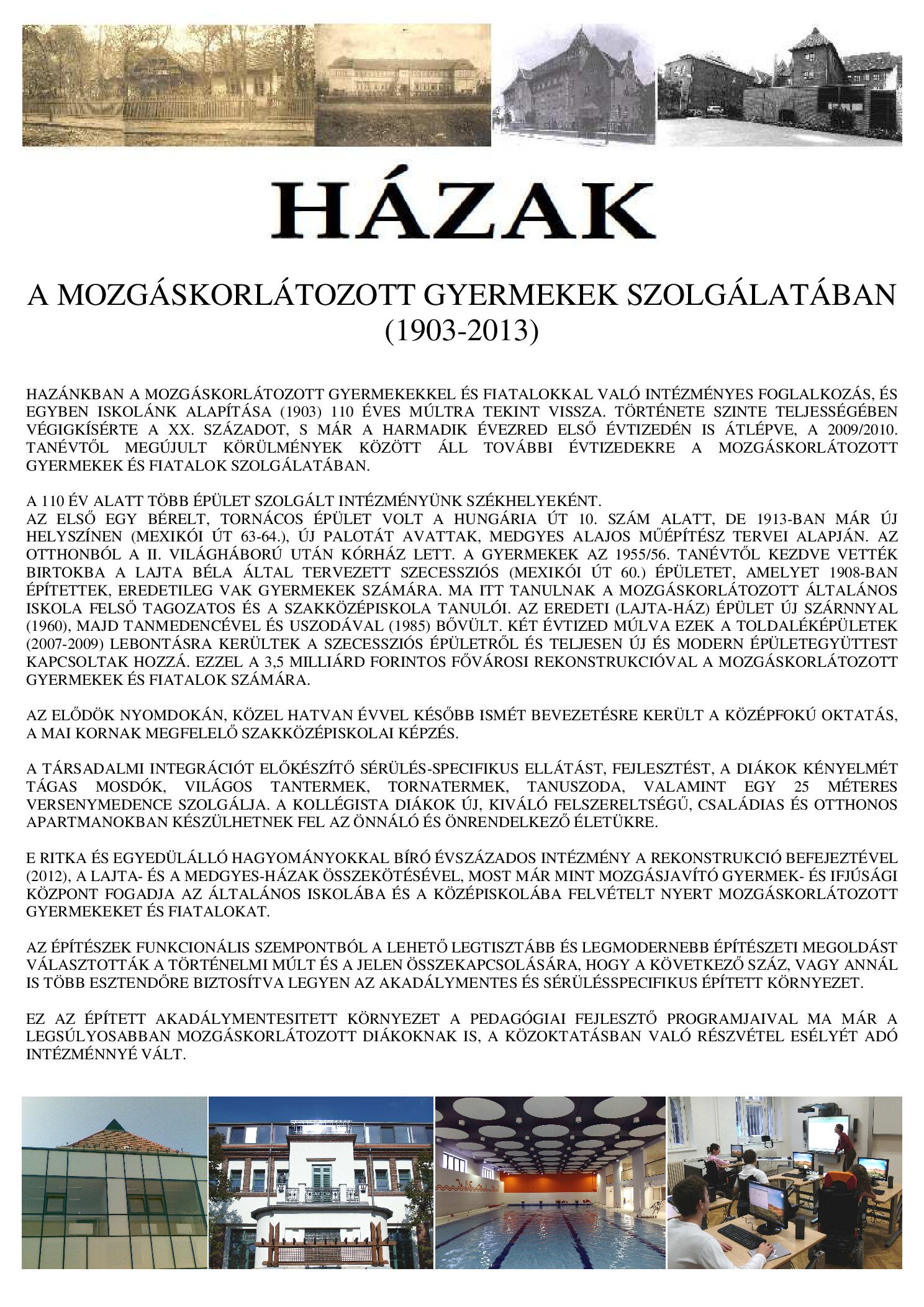 2010. HAZAK a mozgaskorlatozott gyermekek szolgalataban 1903 2013 borító
