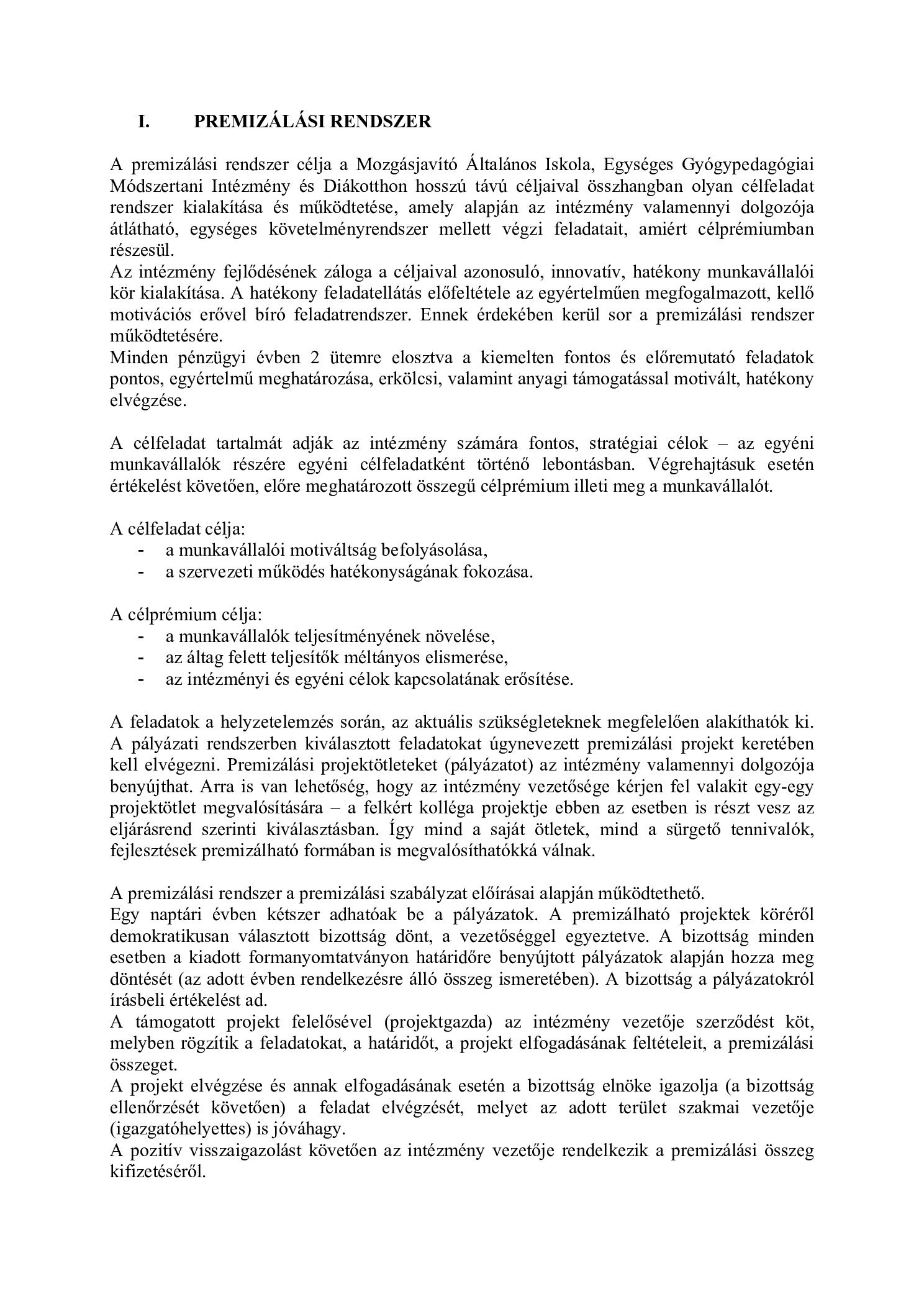 2010. Premizalasi szabalyzat tervezet borító