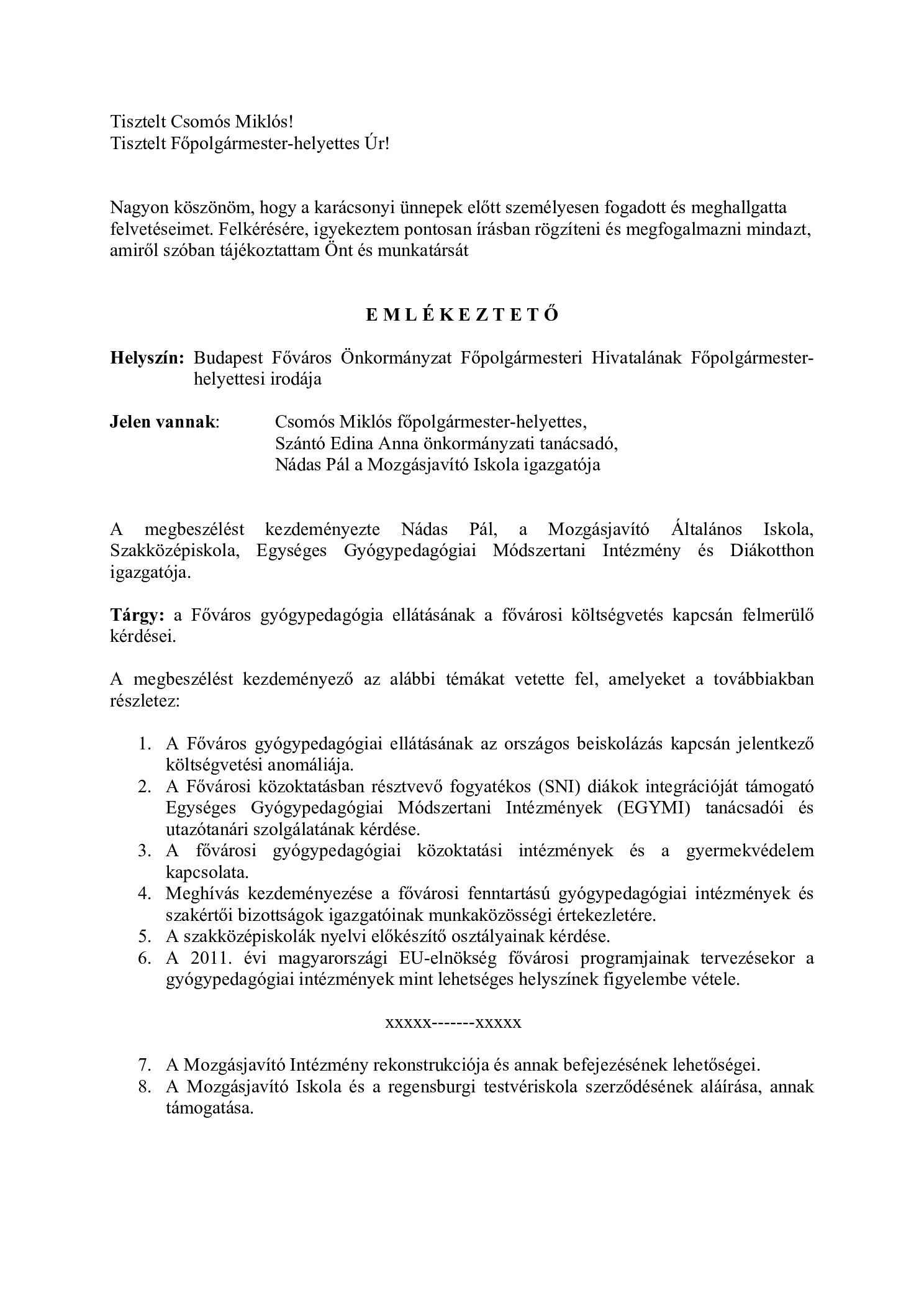2011. 01. 03. EMLEKEZTETO Csomos Miklos fopolgarmester helyettes reszere borító