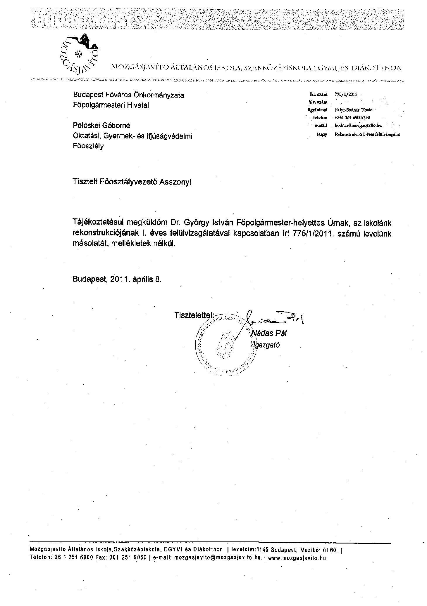 2011. 04. 08. Ferrevezeto keszrejelentes a fovaros vezetoinek. Hibalista mellekelve borító