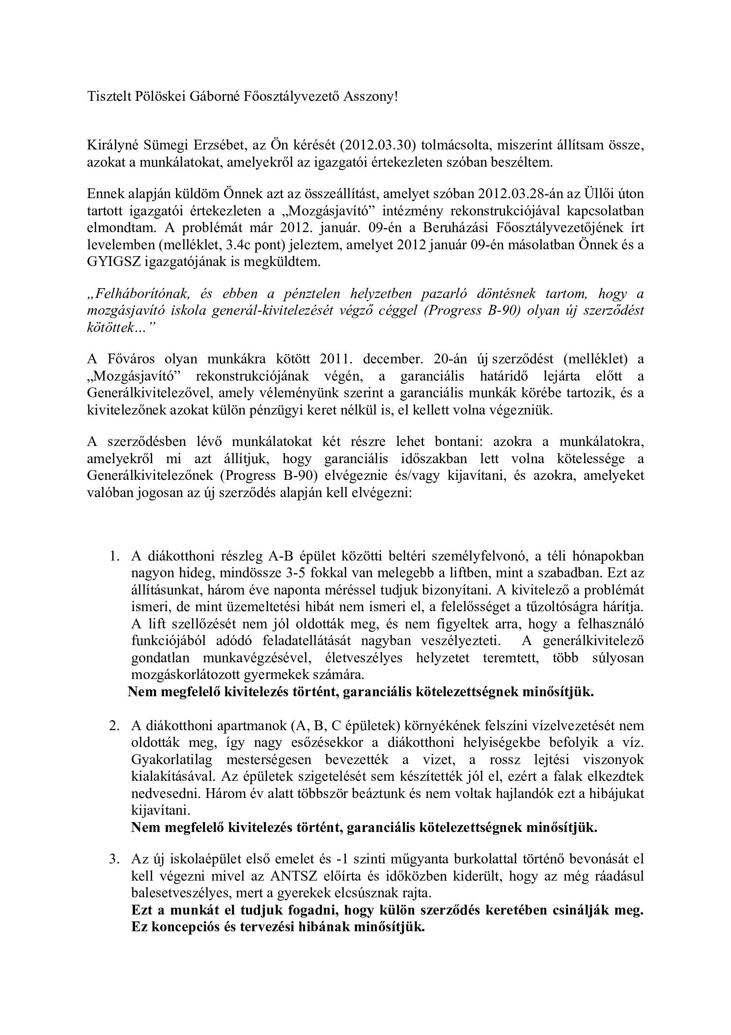 2012. 04. 09. Hatralevo rekonstrukcios munkalatok. Poloskei Gaborne Foosztalyvezeto reszere borító