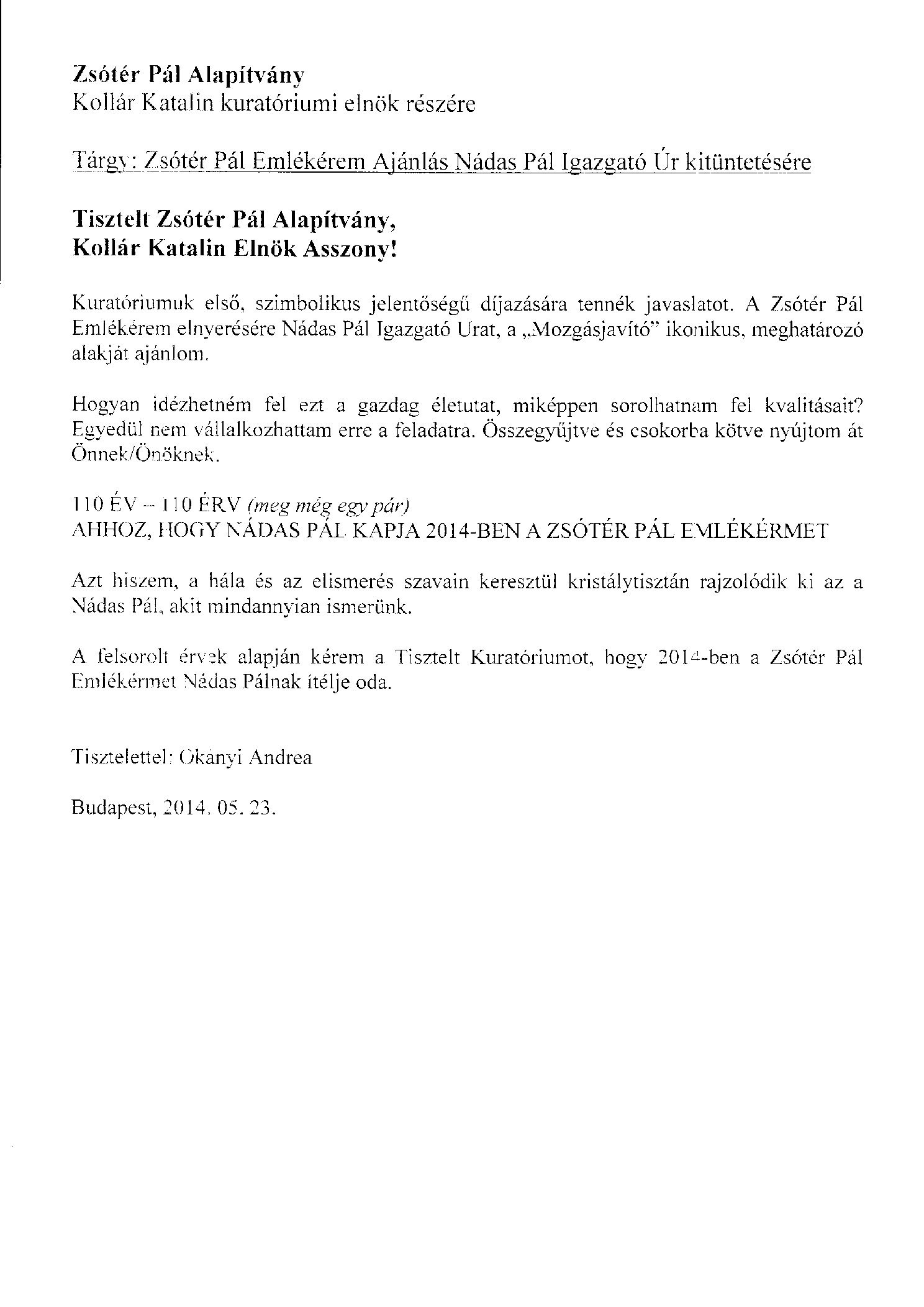 2014. Szaztiz eloterjesztes Zsoter Pal Emlekeremre borító
