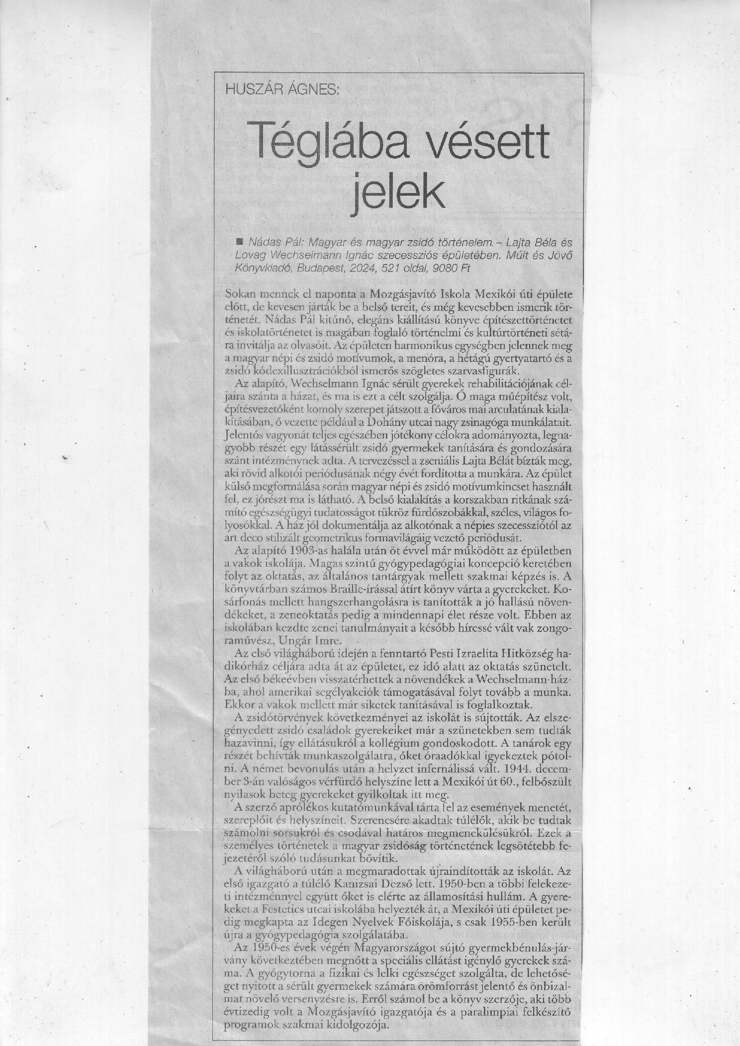 2024. 05. 17. Teglaba vesett jelek. Elet es Irodalom Huszar Agnes borító