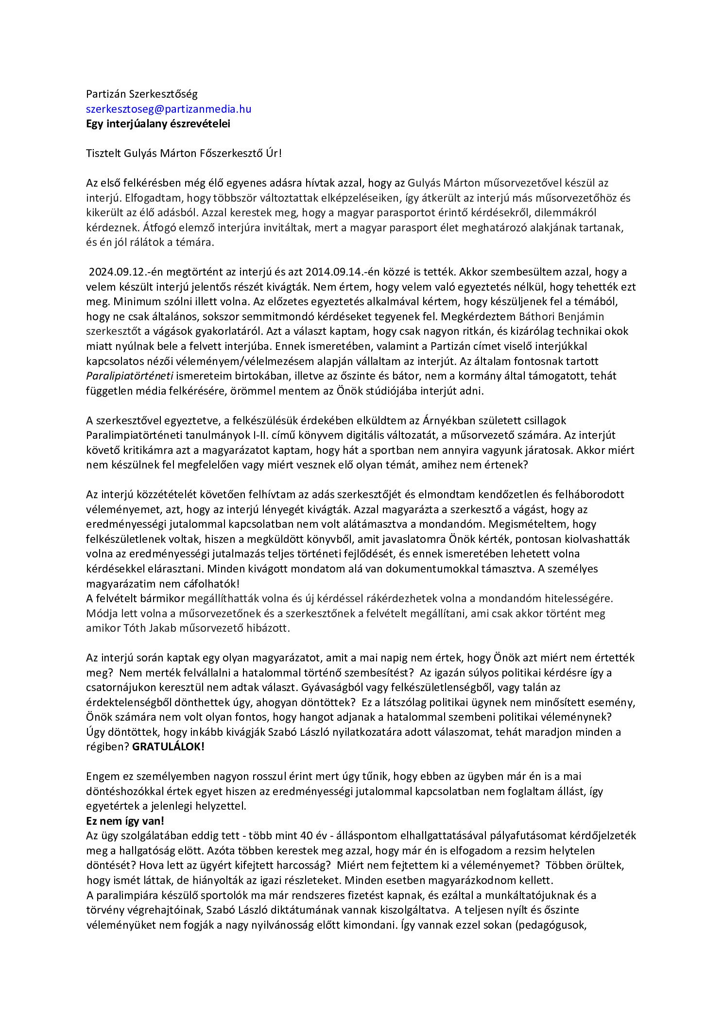 2024. 09. 27. Partizan Szerkesztosegenek borító